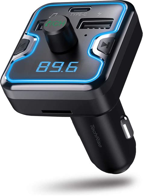 Bluetooth FM Transmitter for Car with Dual USB & Type-C Charging Port Hands Free Calling U Disk ...