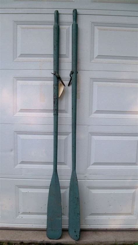 Pair Of Vintage 77 1/4" Long Wooden Boat Oars Paddles With Oar Locks Cabin Decor | Boat oars ...