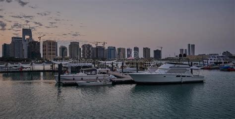 Lusail Marina in Lusail City, Qatar Sunset View Stock Photo - Image of ...