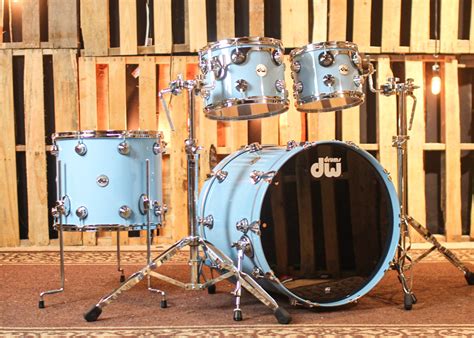 DW Collector's Maple Mahogany Solid Sky Blue Drum Set - 22,10,12,16 - | The DW Store