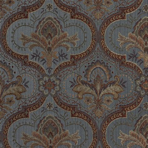 Denim Blue Damask Damask Upholstery Fabric