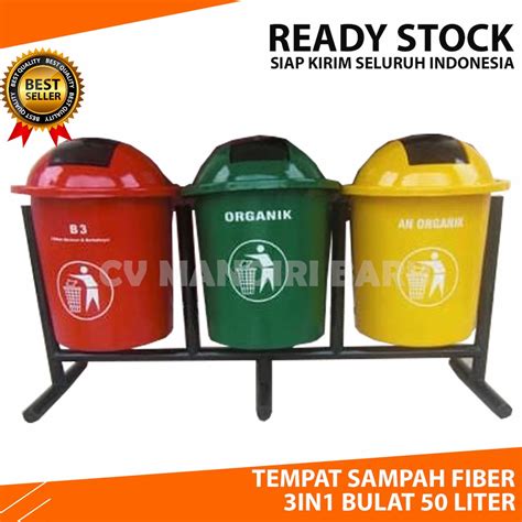 Jual TONG SAMPAH ORGANIK NONORGANIK 3 WARNA, TEMPAT SAMPAH 3 IN 1 BULAT ...