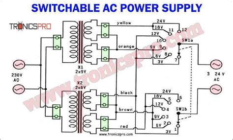 Switchable AC Power Supply Circuit Diagram - TRONICSpro