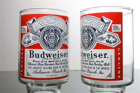 Large Budweiser Glasses, Budweiser Label, 28 Ounce, Collectible, Anheuser-Busch, Barware, Beer ...