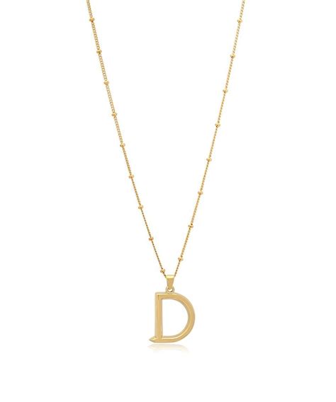 D Initial Necklace - Gold | Initial necklace gold, Initial necklace, Gold jewellery design necklaces