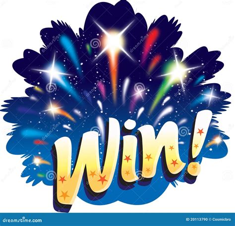 Win! Fun Graphic Firework Celebration Icon Design Stock Vector ...