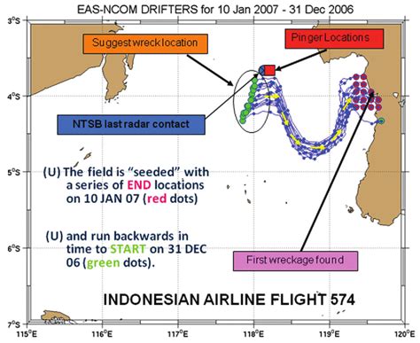 After Adam Air flight 574 crashed in January 2007, debris was found off... | Download Scientific ...