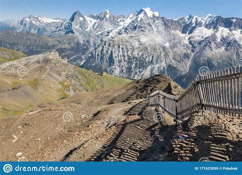 High Altitude Hiking Track In Bernese Alps Above Lauterbrunnen Valley ...