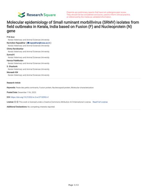 (PDF) Molecular epidemiology of Small ruminant morbillivirus (SRMV ...