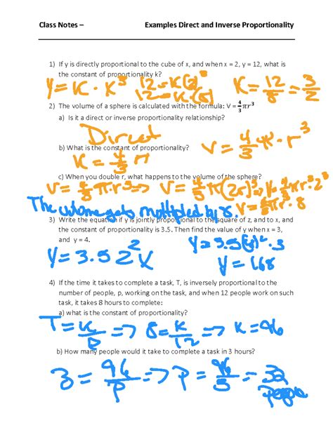 Unit+2-+3+Proportionality+Examples - Class Notes – Examples Direct and Inverse Proportionality 1 ...