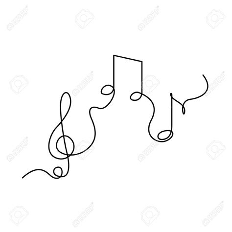 Continuous one line treble clef and notes, musical notes, A or La. Stock vector illustration ...