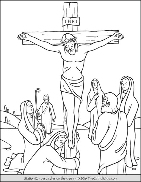 Stations of the Cross Coloring Pages 12 - Jesus dies on the cross - The Catholic Kid - Catholic ...