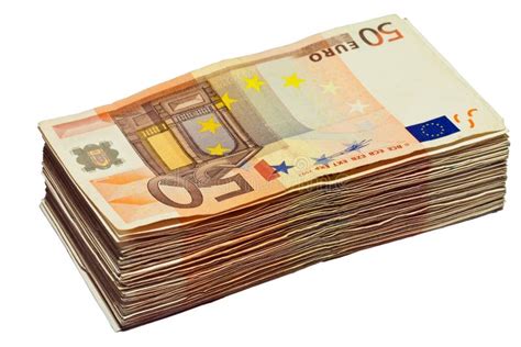 Stack Of 50 Euro Bills, Isolated On White Stock Photo - Image of ...