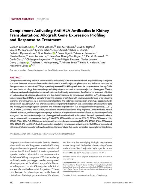 (PDF) Complement-Activating Anti-HLA Antibodies in Kidney ...