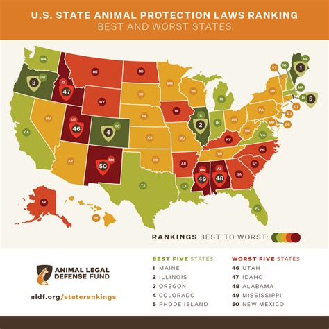 States’ Animal Protection Laws Ranked by Animal Legal Defense Fund ...