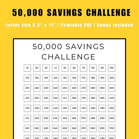 50K Savings Challenge, 50K Challenge, Savings Tracker, 50000 Savings Challenge - Etsy