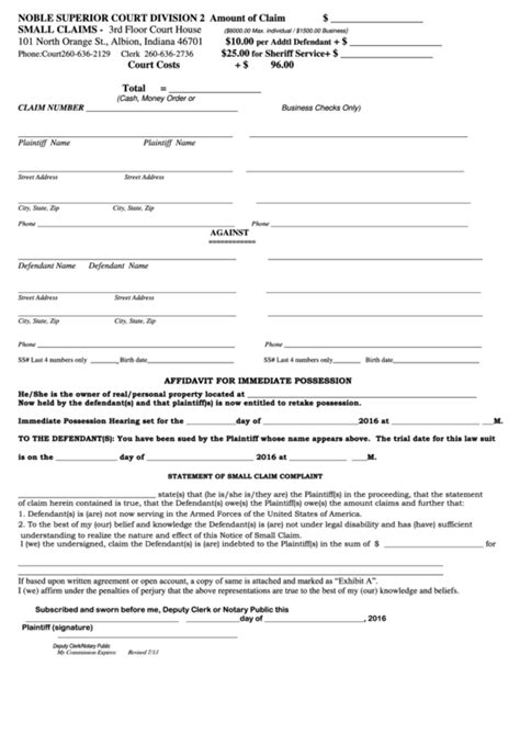 Top 26 Indiana Court Forms And Templates free to download in PDF format