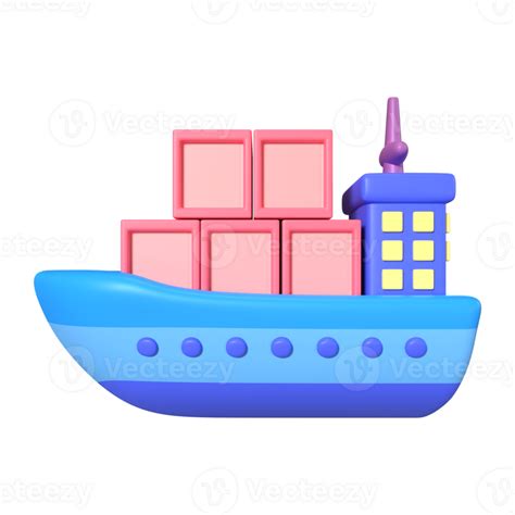 Cargo Ship 3D Illustration Icon 23521383 PNG