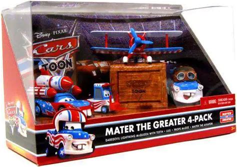 Disney Pixar Cars Cars Toon Multi-Packs Mater the Greater 4-Pack 155 Diecast Car Set Set 2 ...