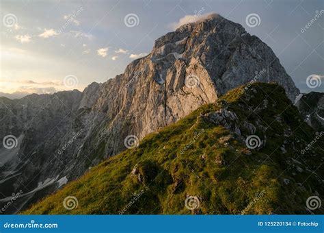 Sunrise Over Mangart Peak, Julian Alps, Mangart Pass, Slovenia, Triglav ...