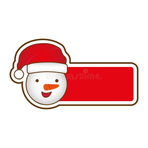 Sticker Banner with Cartoon Snowman Christmas Design Stock Illustration - Illustration of santa ...