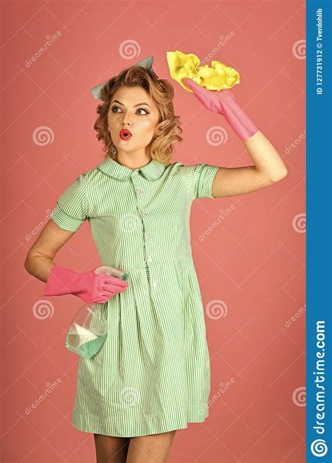 Shot of a Funny Woman Housewife Stock Photo - Image of housewife ...