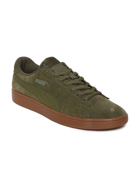 Buy Puma Men Olive Green Smash V2 Suede Sneakers - Casual Shoes for Men ...