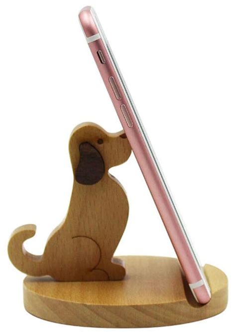 Cute Dog Cell Phone Holder Stand Wooden Smartphone Desk | Etsy