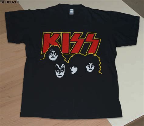 Kiss T Shirt Vintage 1980 Rare Rock Band Concert tee 80's reprint shirt shubuzhi Fashion Short ...