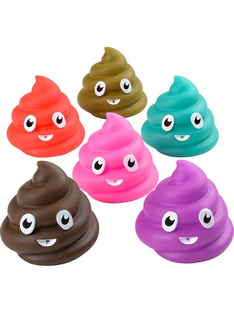 BlockBuster Costumes 12 Pack Of Assorted Poop Emoji Emoticon Bath Squirt Toys Party Favors ...