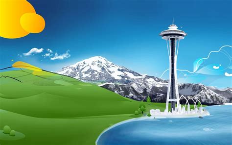 Download Majestic Space Needle piercing through the serene Seattle skyline Wallpaper ...