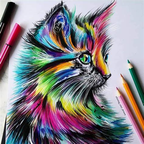 Plenty of Color in Paintings and Drawings | Rainbow drawing, Color pencil art, Colorful drawings