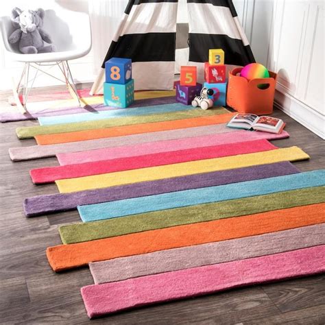 nuLOOM 6 x 9 Multi Indoor Geometric Kids Handcrafted Area Rug in the ...