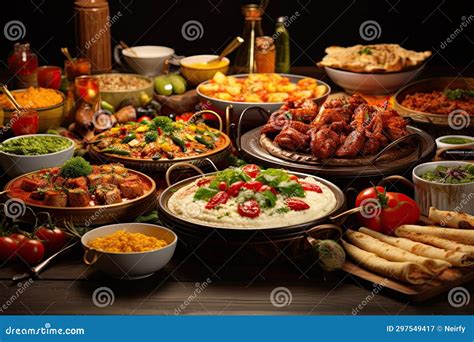 Arabic food buffet stock image. Image of closeup, food - 297549417