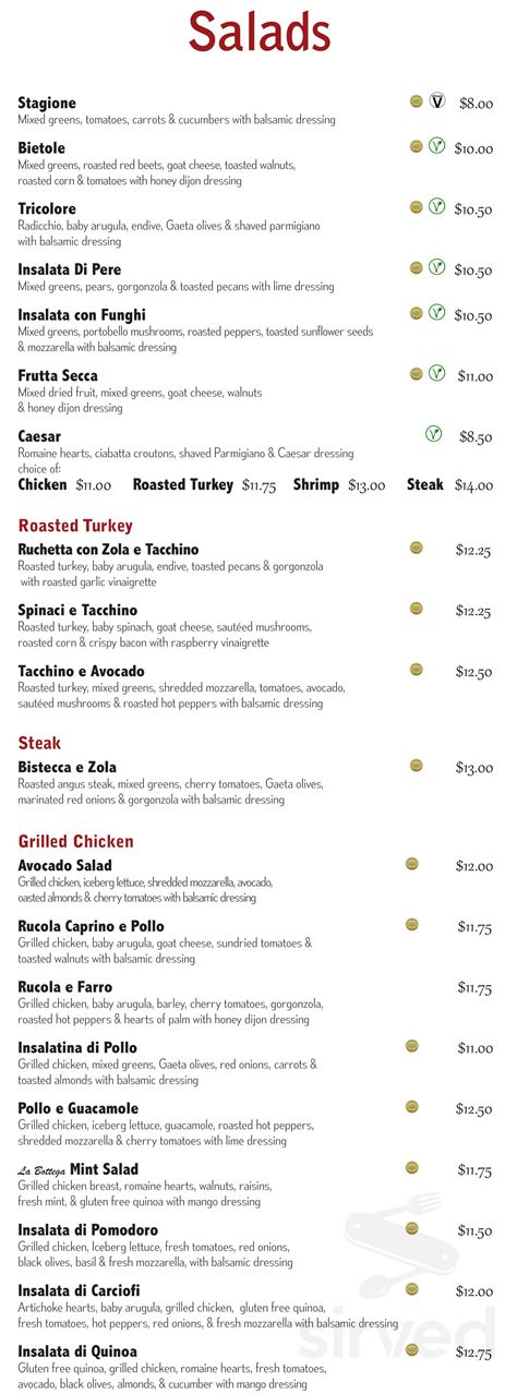 La Bottega Roslyn menu in Lynbrook, New York, USA