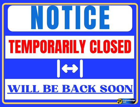 Temporarily Closed Be Back Soon Sign | FREE Download