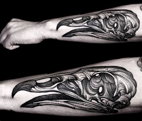 Vulture Skull dotwork tattoo by Kamil Czapiga | No. 864