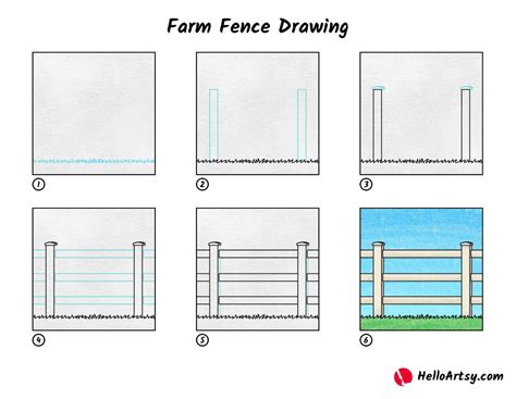 Farm Fence Drawing - HelloArtsy