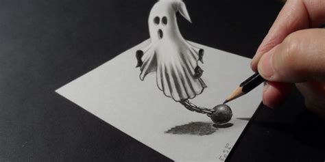 Drawing a 3D Ghost, Trick Art - Costin Craioveanu