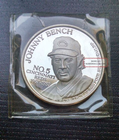 1 Oz Silver Round - Johnny Bench 1989 Baseball Hall Of Fame