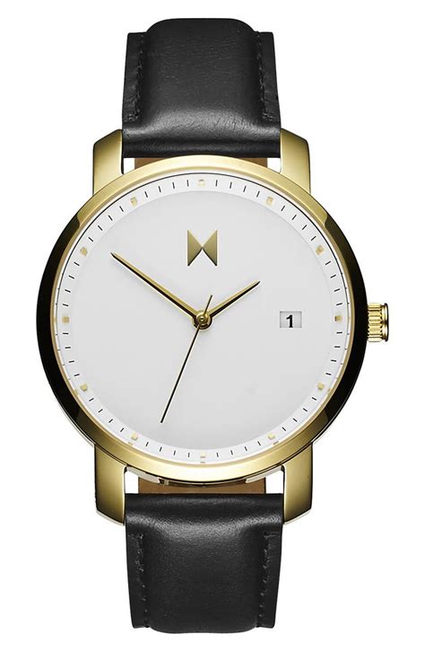 MVMT Leather Strap Watch, 38mm | Nordstrom