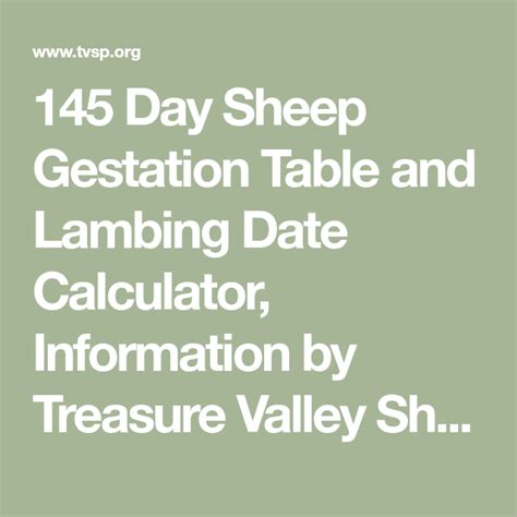 145 Day Sheep Gestation Table and Lambing Date Calculator, Information ...