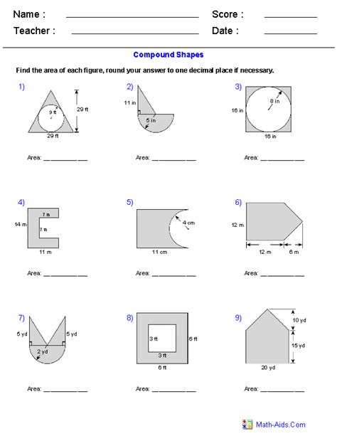 Geometry Worksheets | Area and Perimeter Worksheets