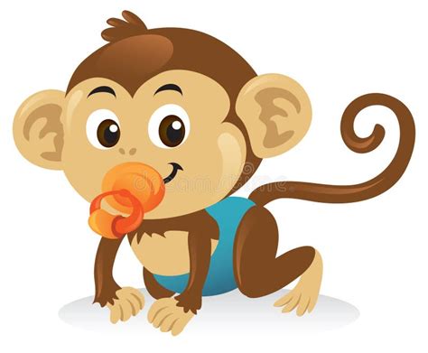 Cartoon Baby Monkey With Diaper