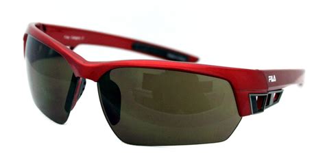 Fila Men's Red Rectangle Half-Rim Sunglasses