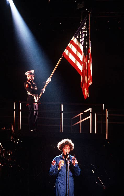 The late beautiful Whitney Houston sings the National Anthem to thousands of US Sailors and ...