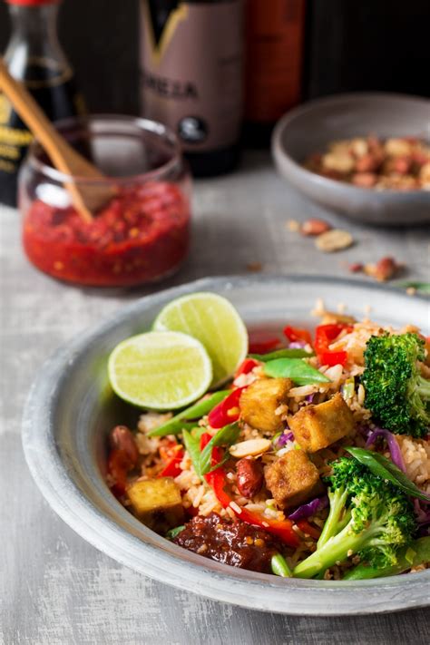 Vegan nasi goreng with ginger tofu - Lazy Cat Kitchen