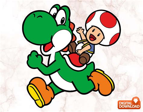 Yoshi and Toad Super Mario SVG DXF PNG Digital Instant - Etsy Canada