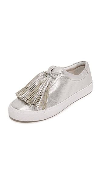 Loeffler Randall Logan Leather Tassel Sneakers In Silver | ModeSens