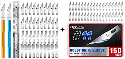 2 Pcs Hobby Knives with 40 Pcs Hobby Knife Blades & 150 Pcs High Carbon ...